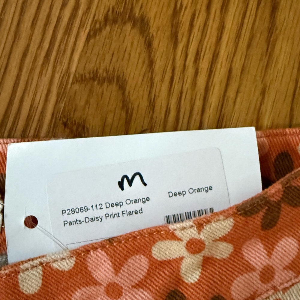 Peach Love California Floral Flare Pants - Orange and White - Picture 5 of 10